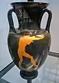 Pankratiast in fighting stance, Ancient Greek red-figure amphora, 440 BC. Staatliche Antikensammlungen, Munich