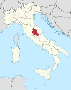 Map with the province of Perugia in Italy