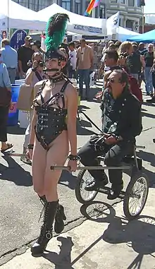 Pony girl, pullling a cart, at the fair in 2005.