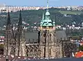 The Cathedral Basilica of St Vitus in Prague is built inside the castle walls.