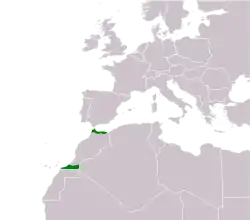 Map of Spanish Morocco with its Northern (Spanish Morocco proper) and Southern (Cape Juby) zones