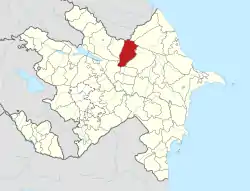 Map of Azerbaijan showing Qabala Raion