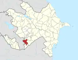 Map of Azerbaijan showing Qubadli District