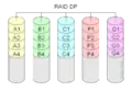 Diagram of a RAID DP (Double Parity) setup.