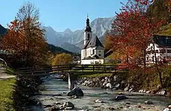 The Church of St. Sebastian, with the Reiter Alpe in background