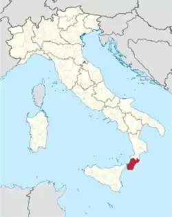 Location of the Metropolitan City of Reggio Calabria