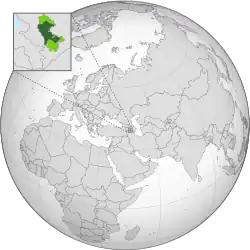 Territory controlled by Artsakh in dark green, claimed territory in light green.