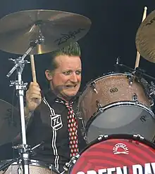 Tré Cool performing with Green Day in 2013