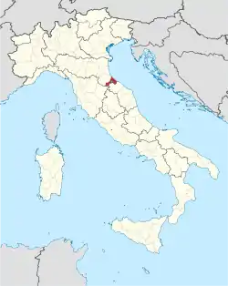 Map with the province of Rimini in Italy