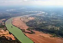 The Ohio River gives water for food crops.