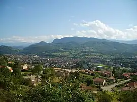 View of Saint-Girons and the Sourroque mountain