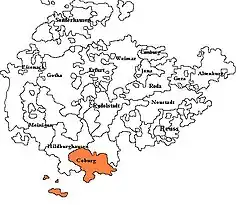 Saxe-Coburg, shown with the other Ernestine duchies