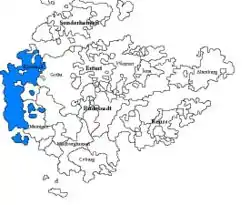 Saxe-Eisenach, shown amongst the other 18th-century Ernestine duchies