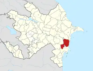 Map of Azerbaijan showing Salyan District