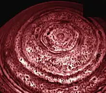 North polar hexagonal cloud feature on Saturn, discovered by Voyager 1 and confirmed in 2006 by Cassini  Archived 2010-02-16 at the Wayback Machine  Archived 2010-09-27 at the Wayback Machine