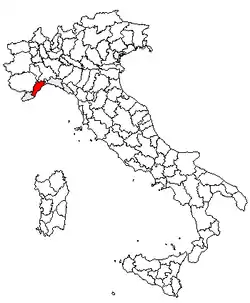 Location of Province of Savona