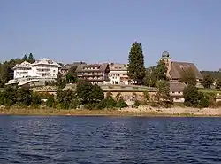 The municipality of Schluchsee seen from the lake Schluchsee