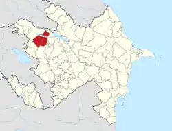 Map of Azerbaijan showing Shamkir Rayon