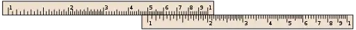 A slide rule, aligned to calculate 0.2×x