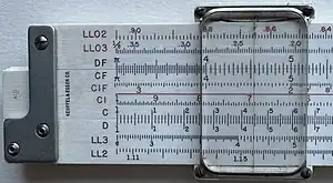 A slide rule designed to calculate 0.2 x X