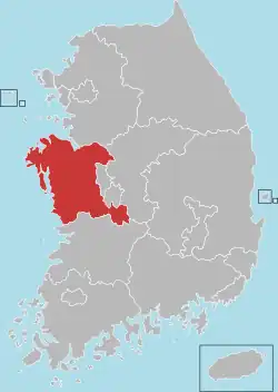 Location of South Chungcheong Province