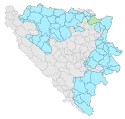 Location of the Republika Srpska (blue) and Brčko District (green) within Bosnia and Herzegovina.a