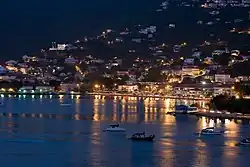 Charlotte Amalie harbor at night