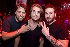 From left to right: Sebastian Ingrosso, Axwell, Steve Angello in 2011