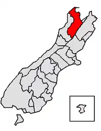 Location on the South Island