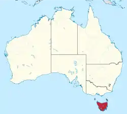 Map of Australia with Tasmania highlighted