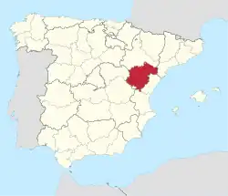 Map of Spain with Teruel Province highlighted