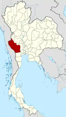 Map of Thailand highlighting Kanchanaburi Province