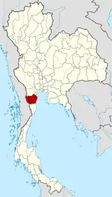 Map of Thailand highlighting Phetchaburi Province