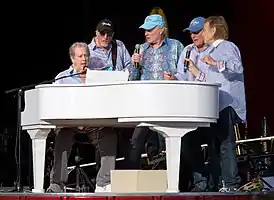 The Beach Boys during their 2012 reunion.From left: Brian Wilson, David Marks, Mike Love, Bruce Johnston, Al Jardine.