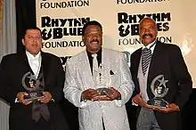 The Delfonics at the Rhythm & Blues Foundation in 2006 (Left to right) Randy Cain, William Hart and Wilbert Hart