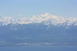 Thonon-les-Bains and the Mont-Blanc.