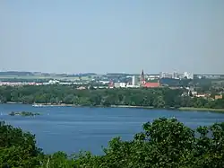 Neubrandenburg skyline with Tollensesee