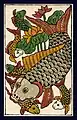 Modern woodcut Carp Painting, Dong Ho Painting, Vietnam.