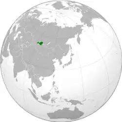 Location of the Tuvan People's Republic (modern-day boundaries).