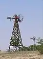 Double wind wheel and common Aermotor wind wheel in Texas