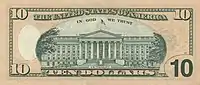 The U.S. Treasury Building is on the back of the $10 bill