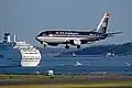 A US Airways Boeing 737 landing at Boston.