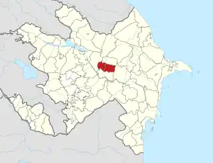 Map of Azerbaijan showing Ucar District