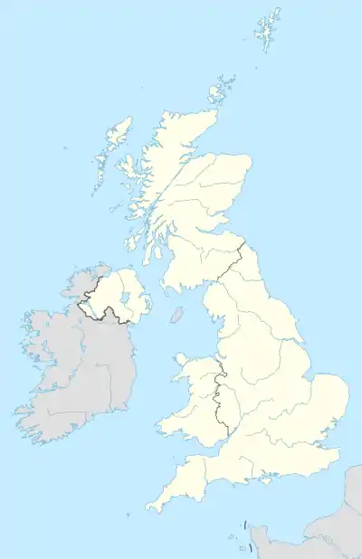 A map of the county of Staffordshire, with a red dot showing the position of the town of Rugeley