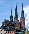 Uppsala Cathedral, Sweden. Only  few churches still have three spires like this.