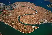 Aerial view of Venice.