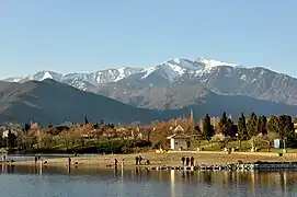 Vinça and the Canigou mountain