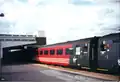 A Virgin trains Mk2 coach at Banbury in 2001. All of Virgin's old slam door stock was scraped in 2003, after safety issues on  such carriages. Most are now in private collections or scrapped.