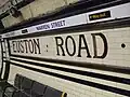 Tiling on Northern line southbound platform, revealing the former station name, Euston Road