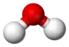 Ball-and-stick model of a water molecule